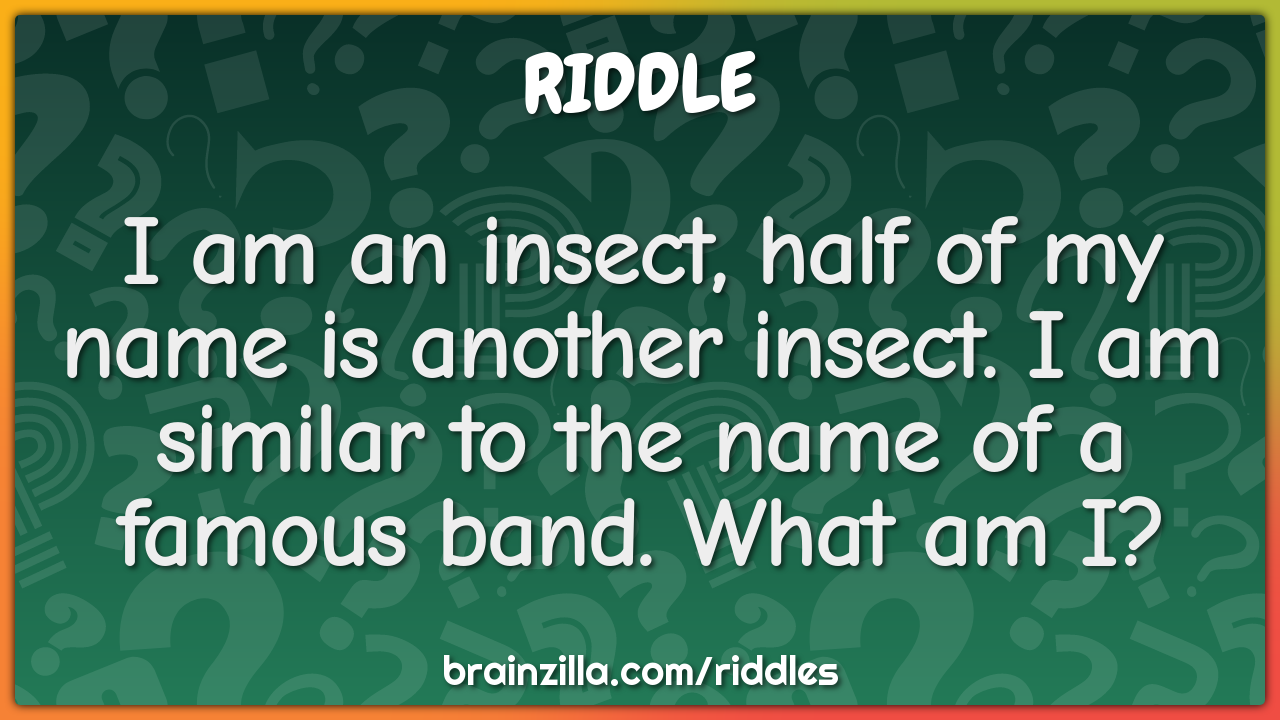 I am an insect, half of my name is another insect. I am similar to the...