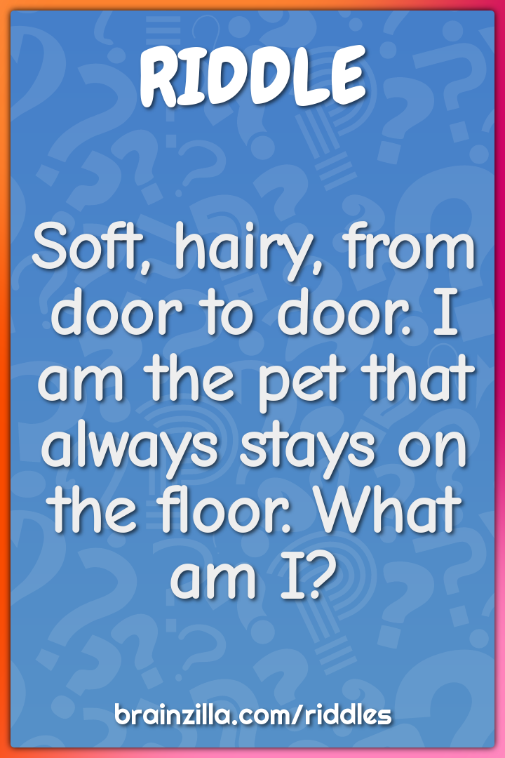 Soft, hairy, from door to door. I am the pet that always stays on the...