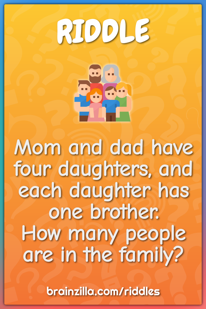 Mom and dad have four daughters, and each daughter has one brother....