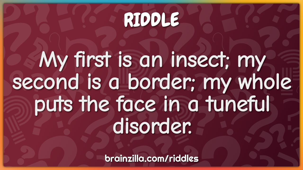My first is an insect; my second is a border; my whole puts the face...