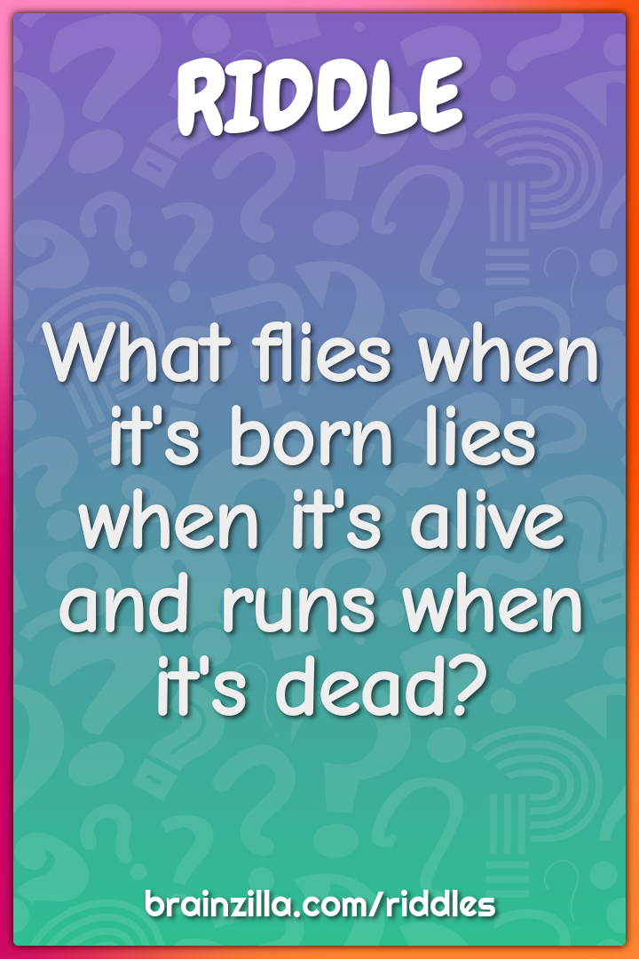 What flies when it's born lies when it's alive and runs when it's...