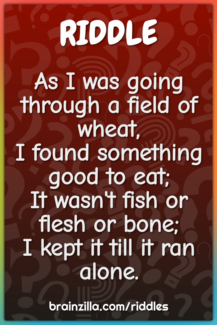 As I was going through a field of wheat,  I found something good to...