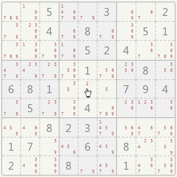 Sudoku naked single example.