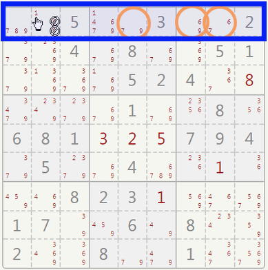 Sudoku triples in a row.