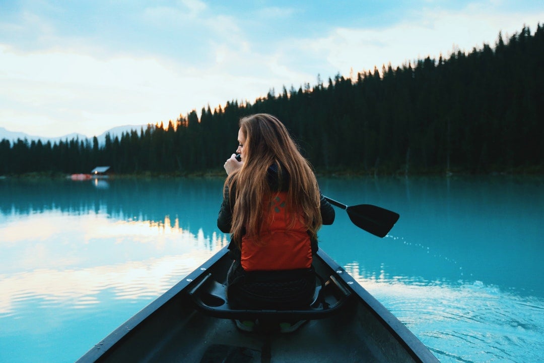 Woman on Lake Louise