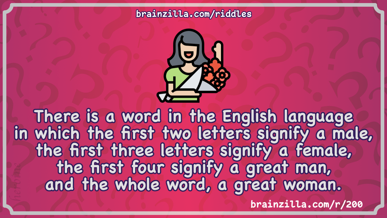 There Is A Word In The English Language In Which The First Two Letters Riddle Answer Brainzilla