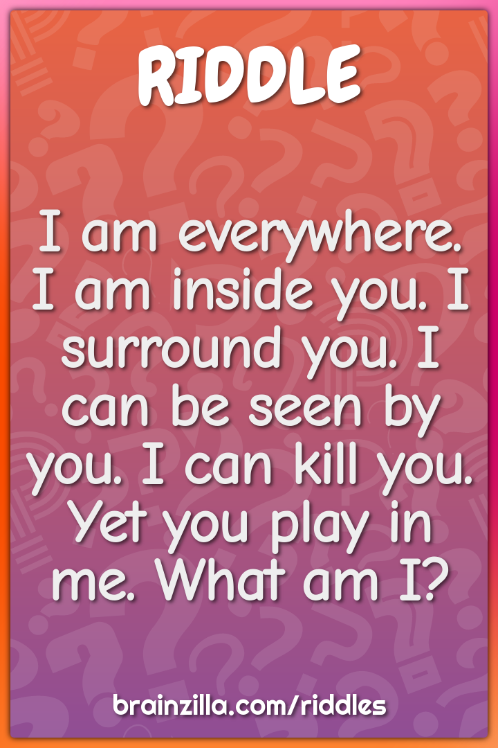 I am everywhere. I am inside you. I surround you. I can be seen by...