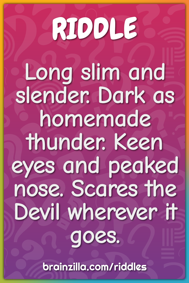 Long slim and slender. Dark as homemade thunder. Keen eyes and peaked...