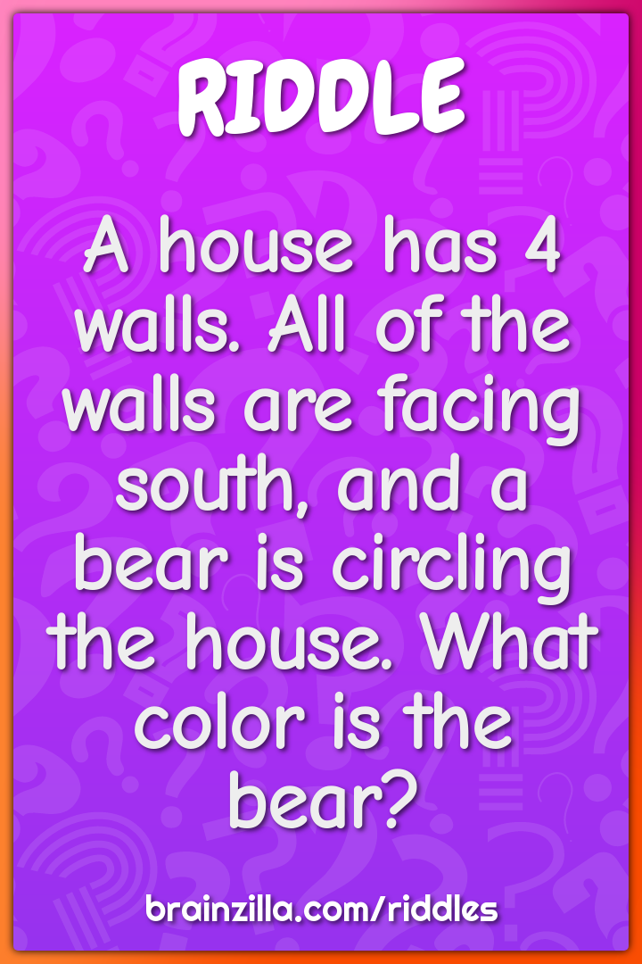 A house has 4 walls. All of the walls are facing south, and a bear is...
