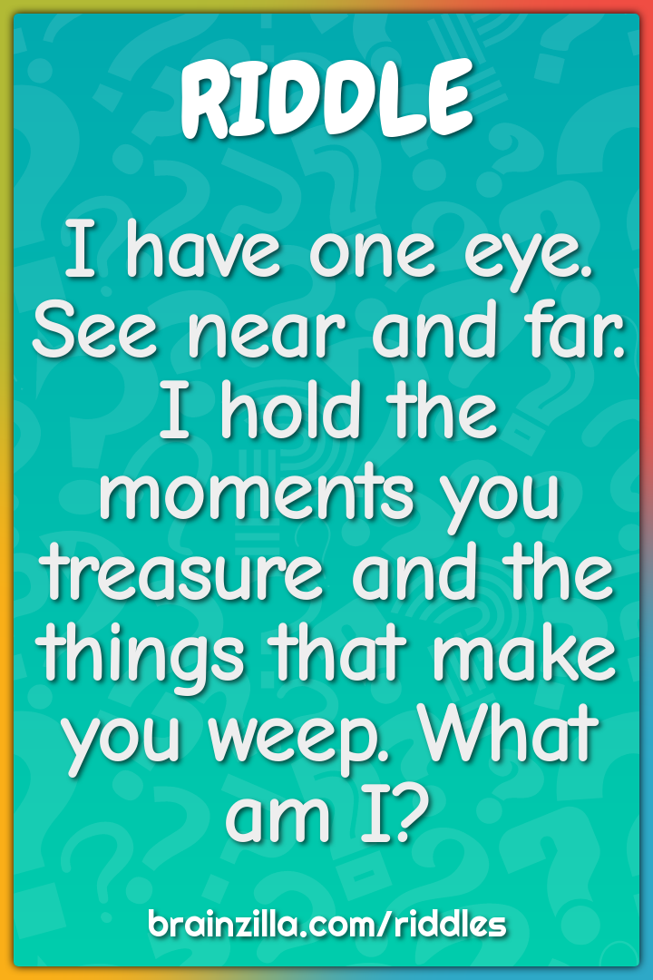 I have one eye. See near and far. I hold the moments you treasure and...
