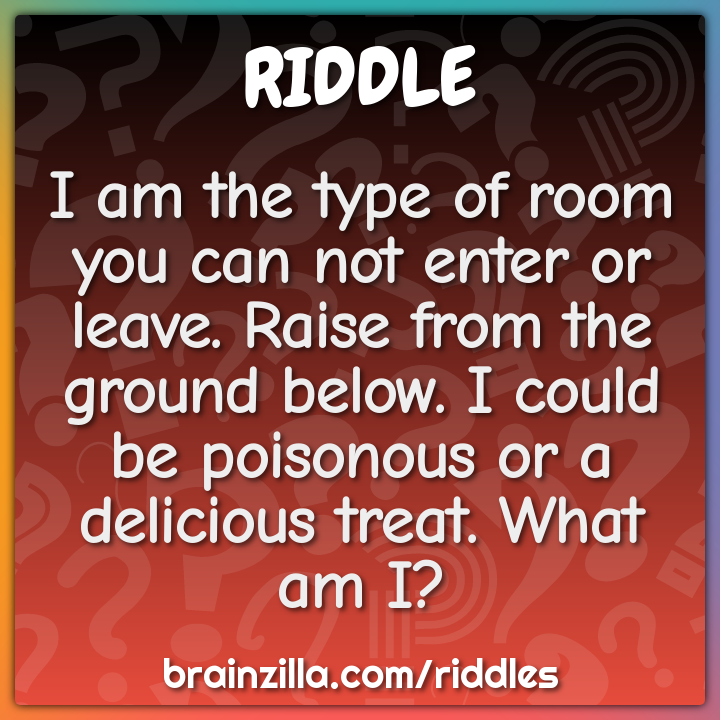 I am the type of room you can not enter or leave. Raise from the...