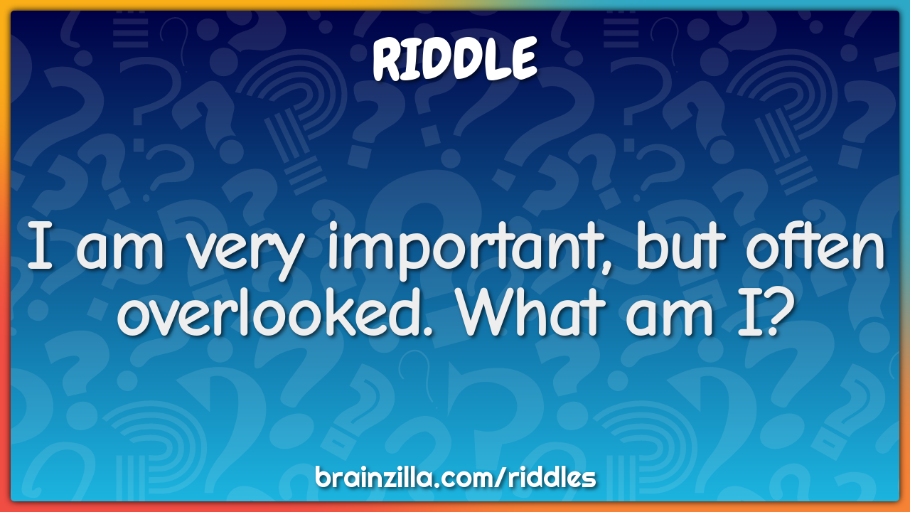 I am very important, but often overlooked. What am I?