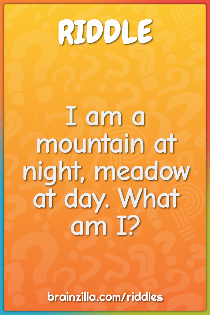 I am a mountain at night, meadow at day. What am I?