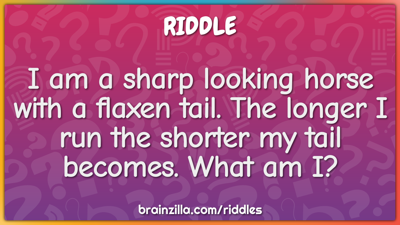 I am a sharp looking horse with a flaxen tail. The longer I run the...