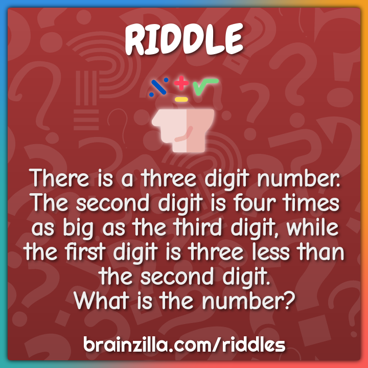 There is a three digit number. The second digit is four times as big...