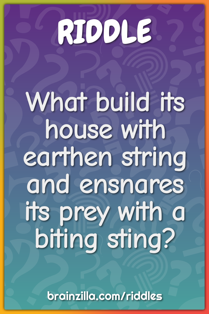What build its house with earthen string and ensnares its prey with a...