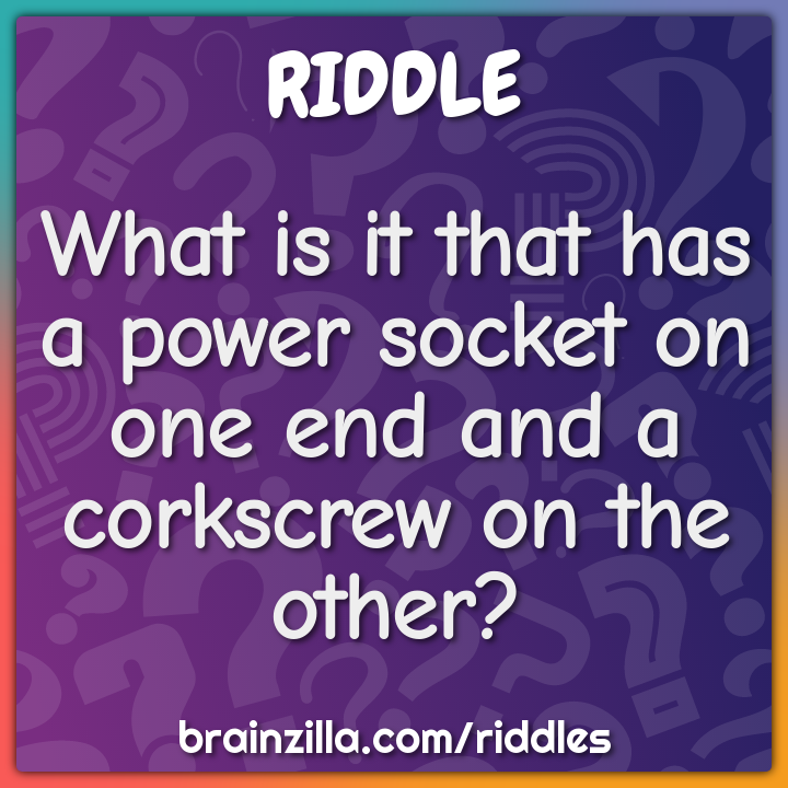 What is it that has a power socket on one end and a corkscrew on the...
