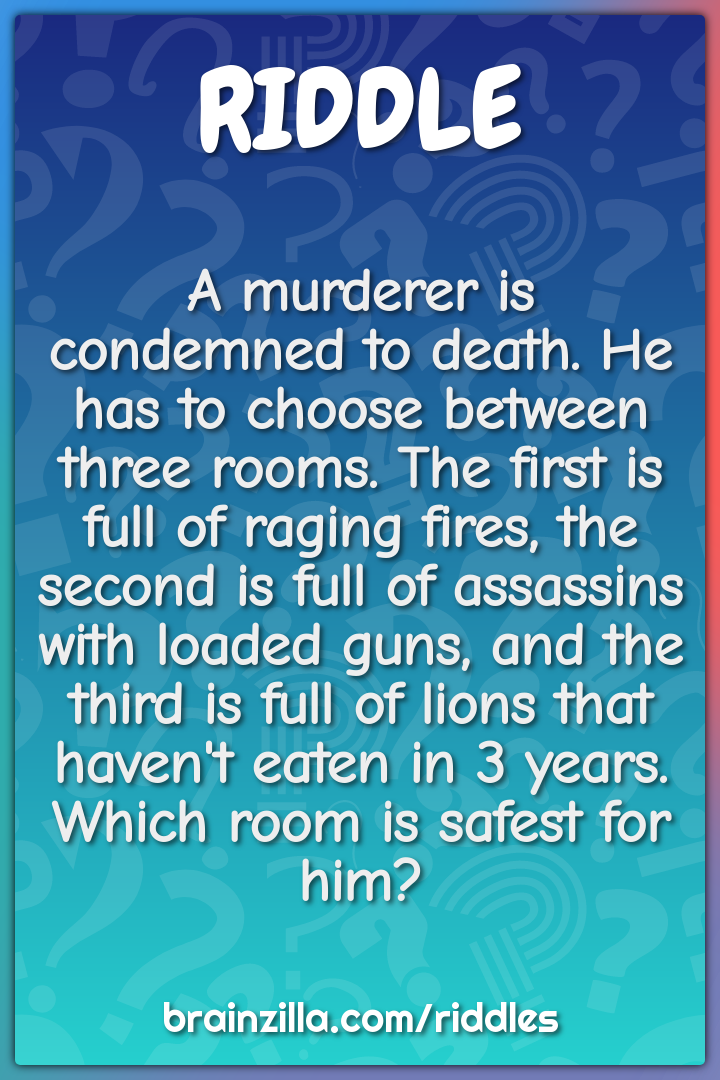 A murderer is condemned to death. He has to choose between three...