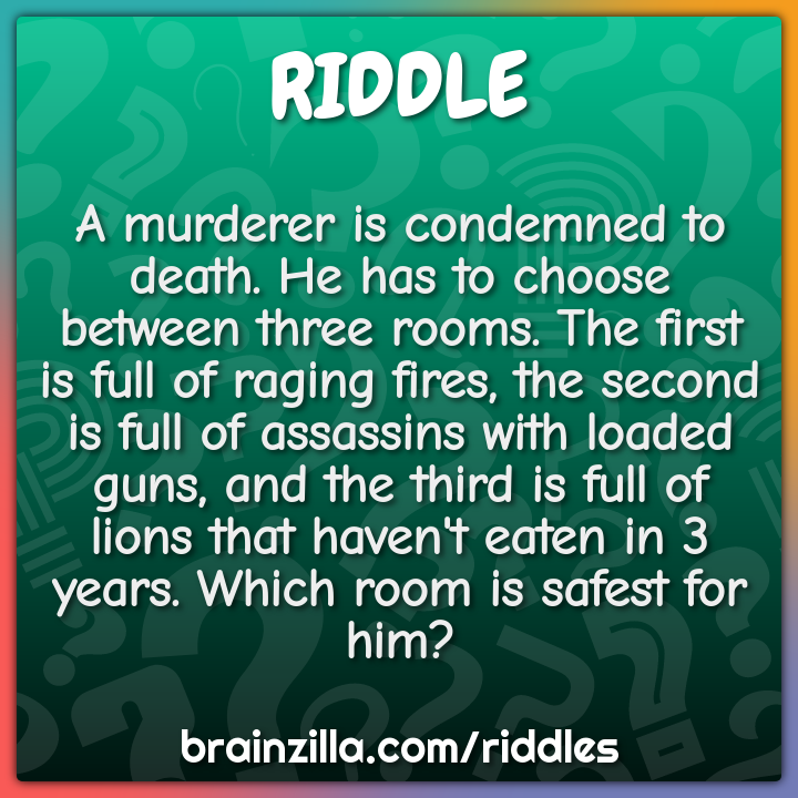 A murderer is condemned to death. He has to choose between three...
