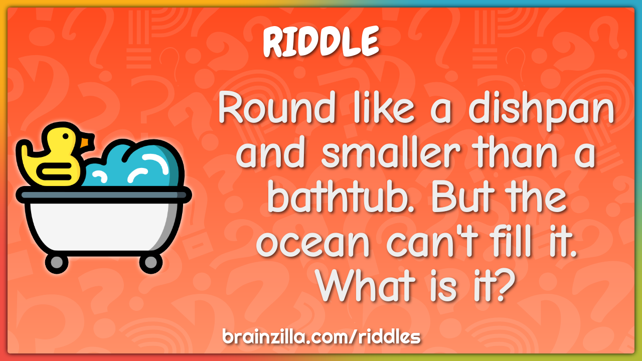 Round like a dishpan and smaller than a bathtub. But the ocean can't...