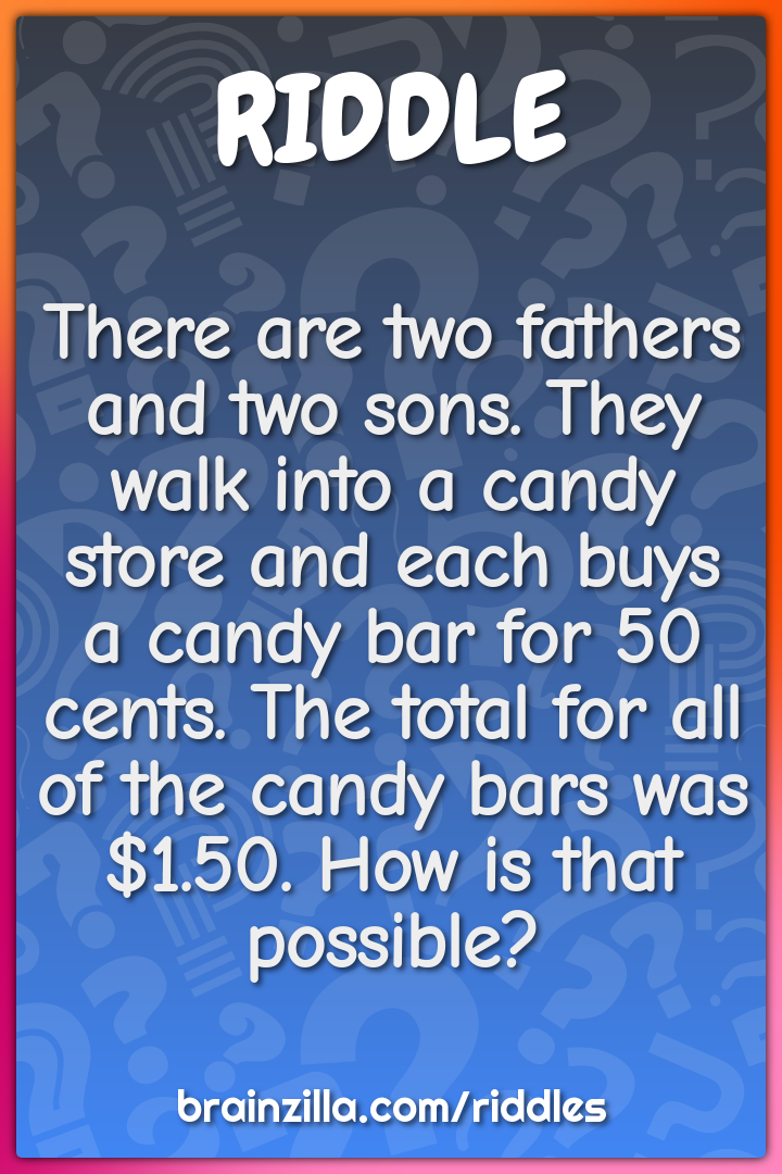 There are two fathers and two sons. They walk into a candy store and...