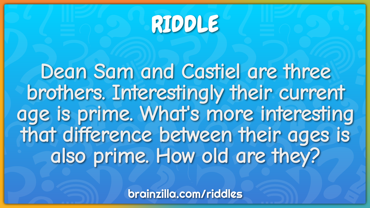 Dean Sam and Castiel are three brothers. Interestingly their current...
