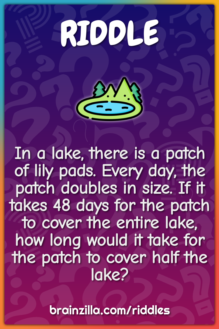 In a lake, there is a patch of lily pads. Every day, the patch doubles...