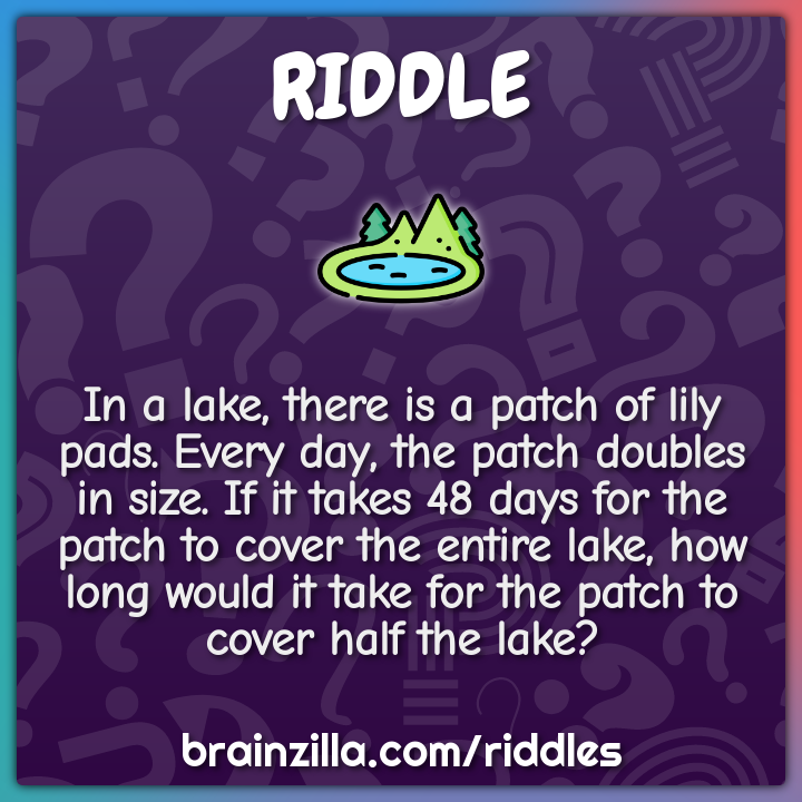 In a lake, there is a patch of lily pads. Every day, the patch doubles...