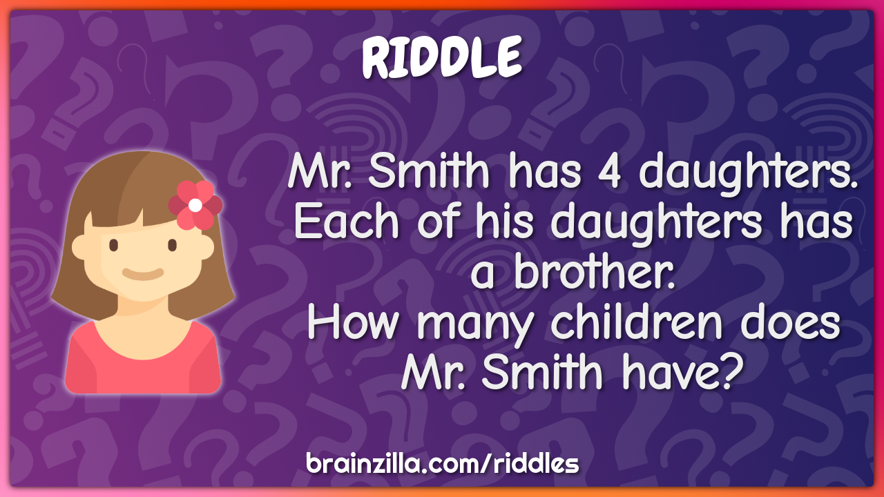 Mr. Smith has 4 daughters. Each of his daughters has a ...