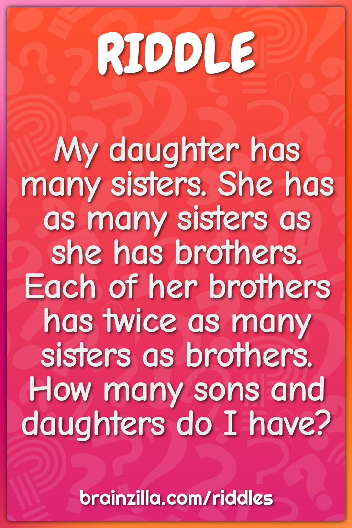 My daughter has many sisters. She has as many sisters as she has...