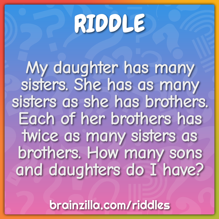My daughter has many sisters. She has as many sisters as she has...