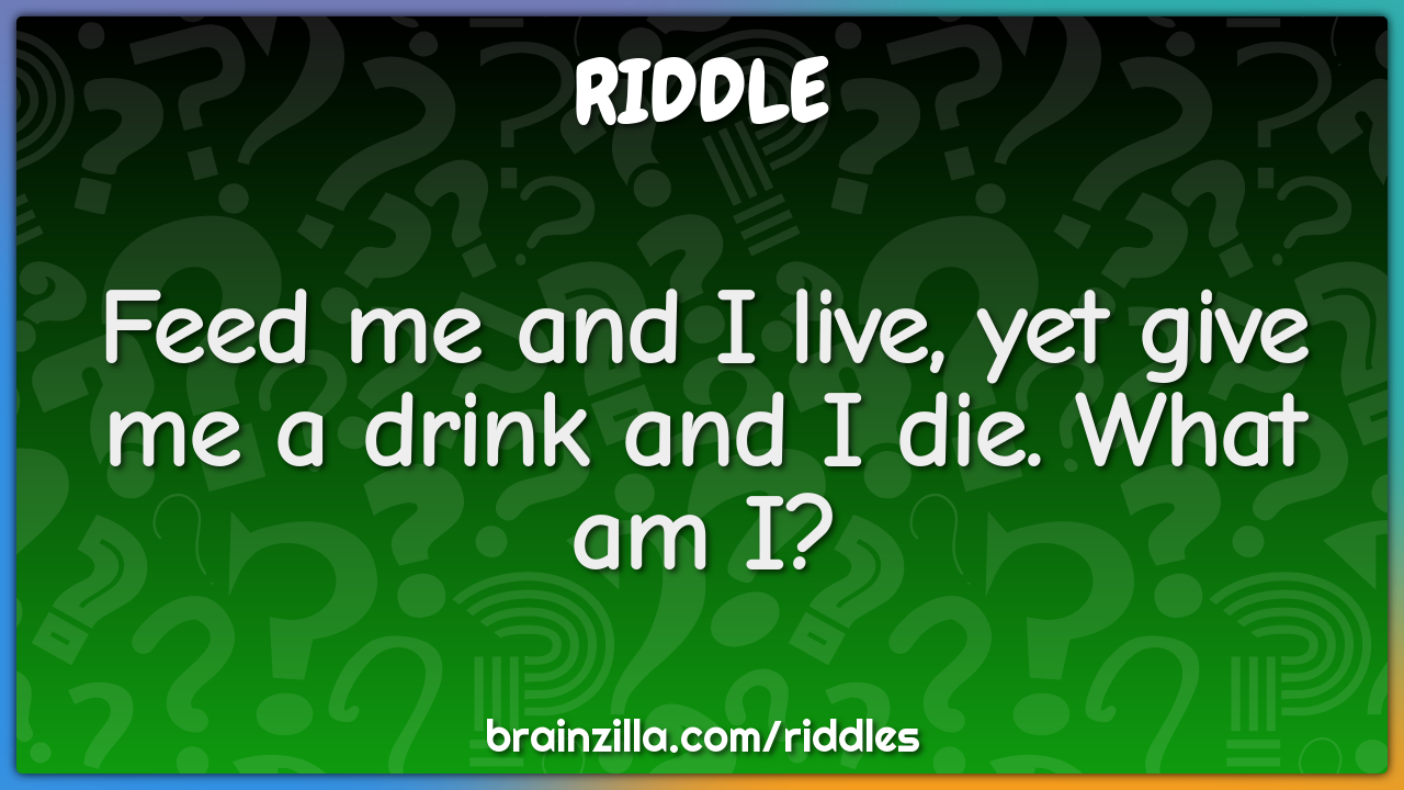 Feed me and I live, yet give me a drink and I die. What am I?