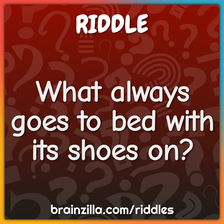 What always goes to bed with its shoes on?