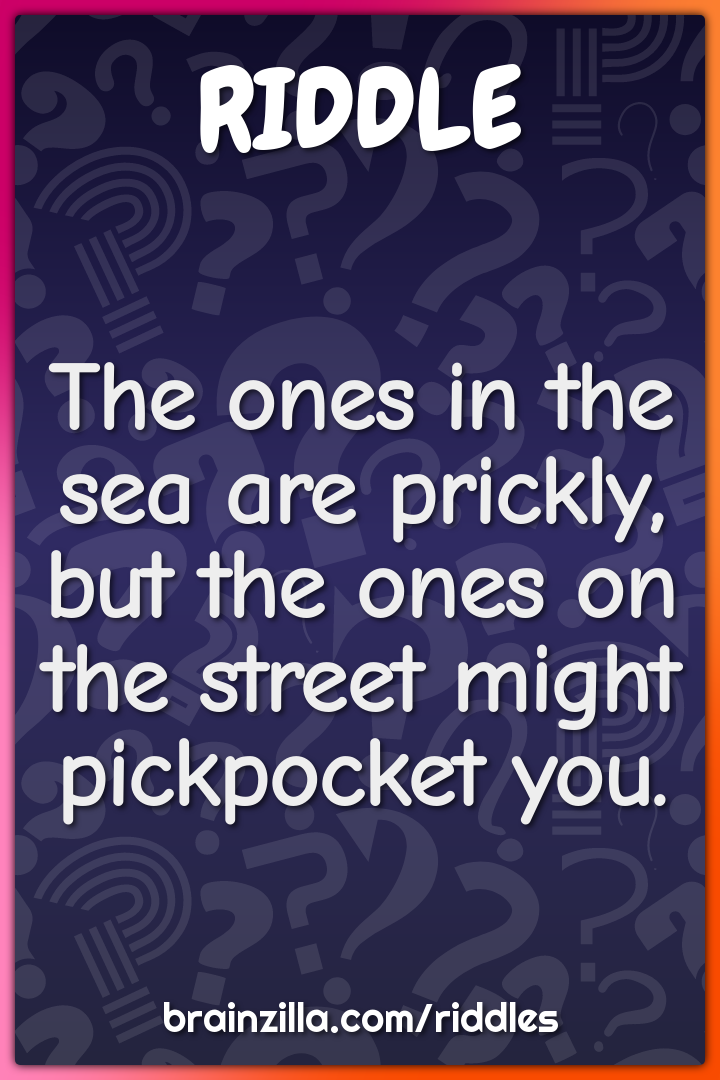 The ones in the sea are prickly, but the ones on the street might...