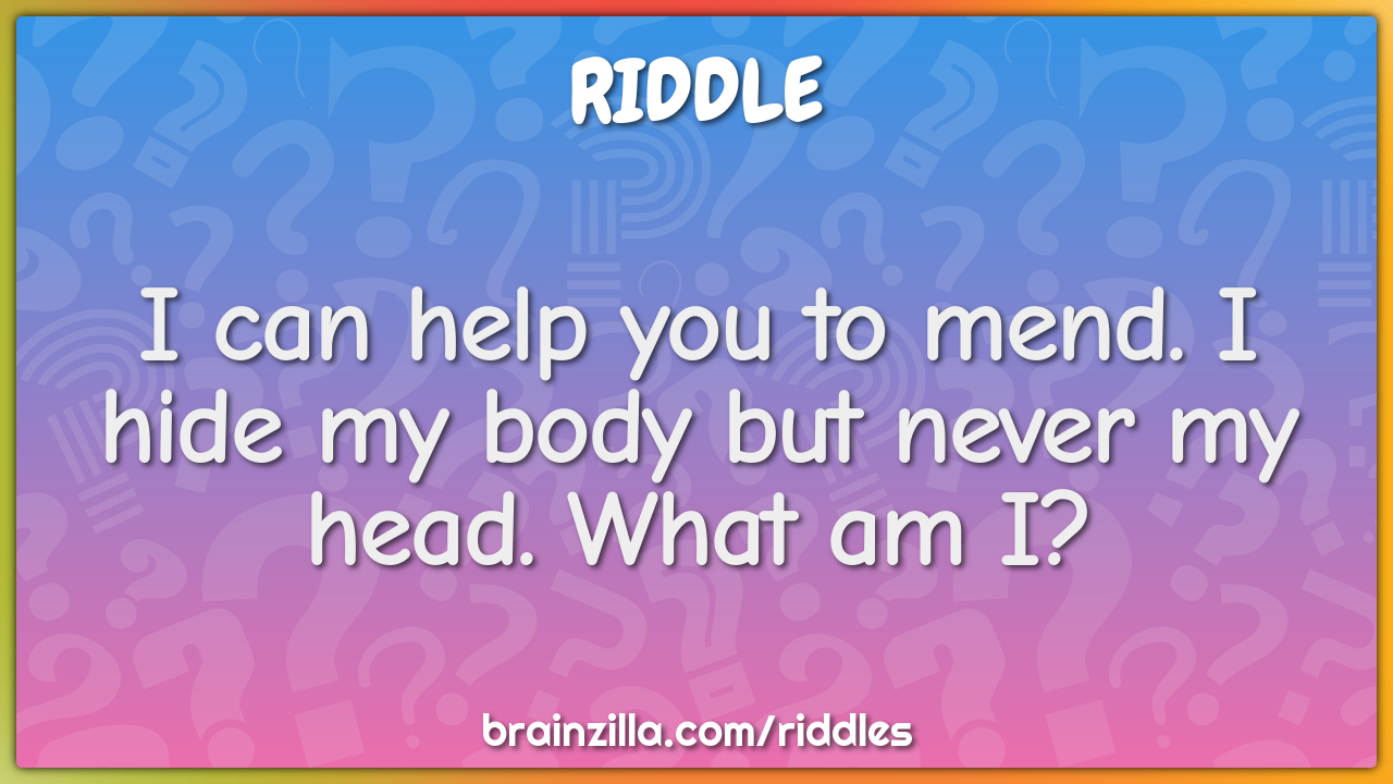 I can help you to mend. I hide my body but never my head. What am I?