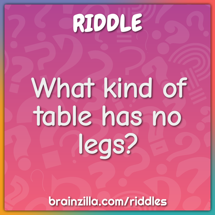 What kind of table has no legs?