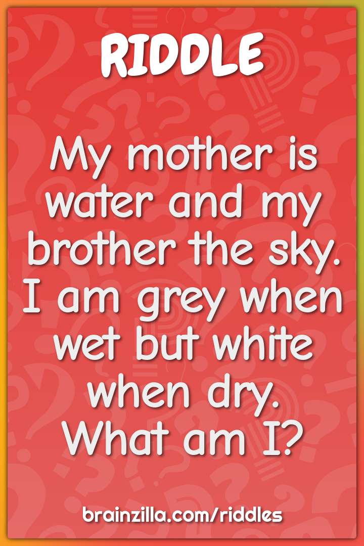 My mother is water and my brother the sky.  I am grey when wet but...
